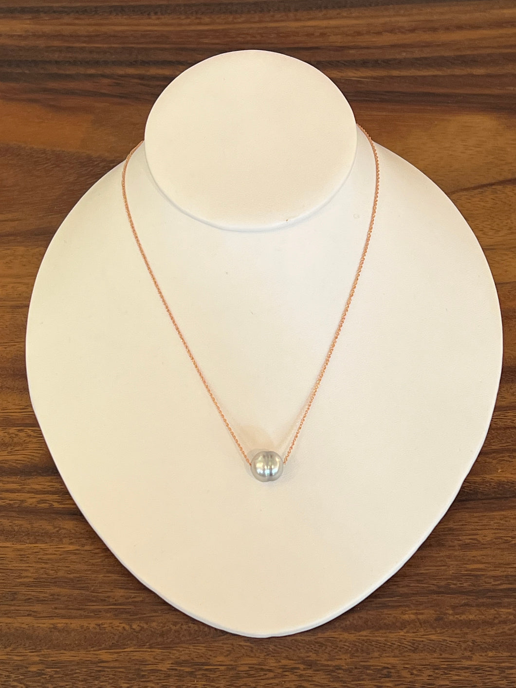 14KRose Gold Tahitian Pearl “Floater” Necklace