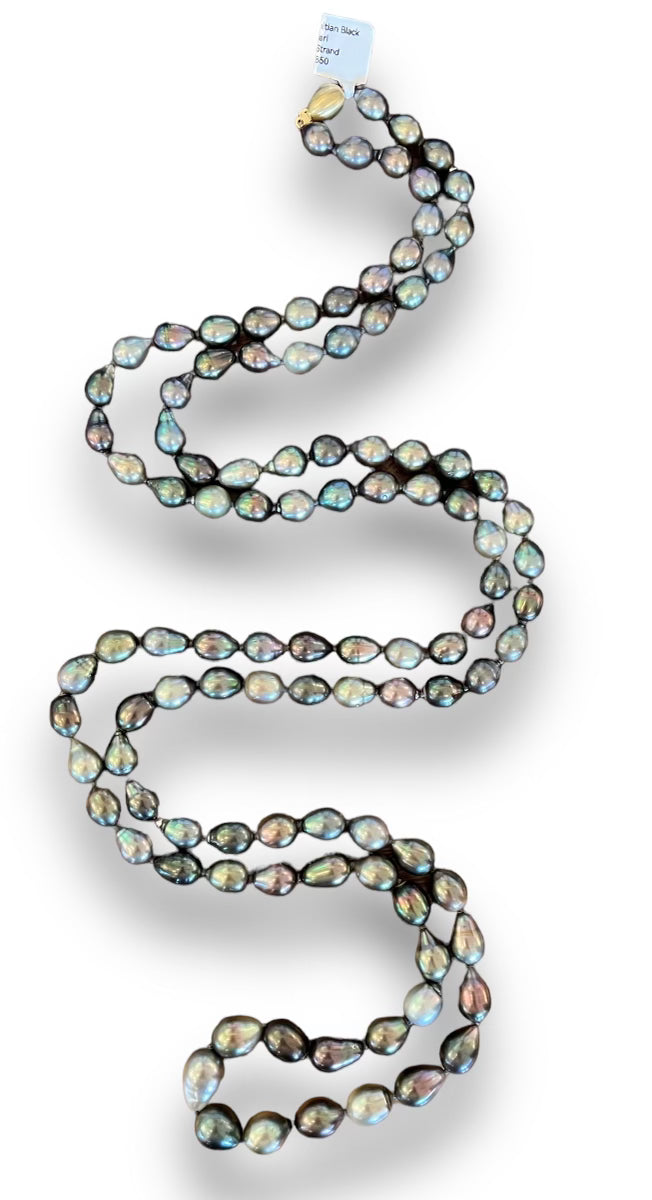 Tahitian Drop Shaped Pearl Triple Strand with 14KYG Clasp