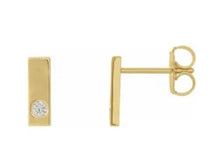 Load image into Gallery viewer, 14KYG Single Diamond Bar Stud Earring
