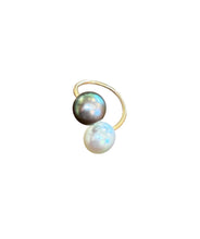 Load image into Gallery viewer, 14KYG Tahitian Black &amp; Burmese White &quot;By-Pass&quot; Pearl Ring
