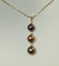 Load image into Gallery viewer, 14KYG Triple Tahitian “Past, Present, Future” Pendant with Diamonds
