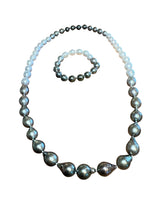 Load image into Gallery viewer, - Black &amp; White Double Strand -   Tahitian Black w/ White South Seas Pearl Strand
