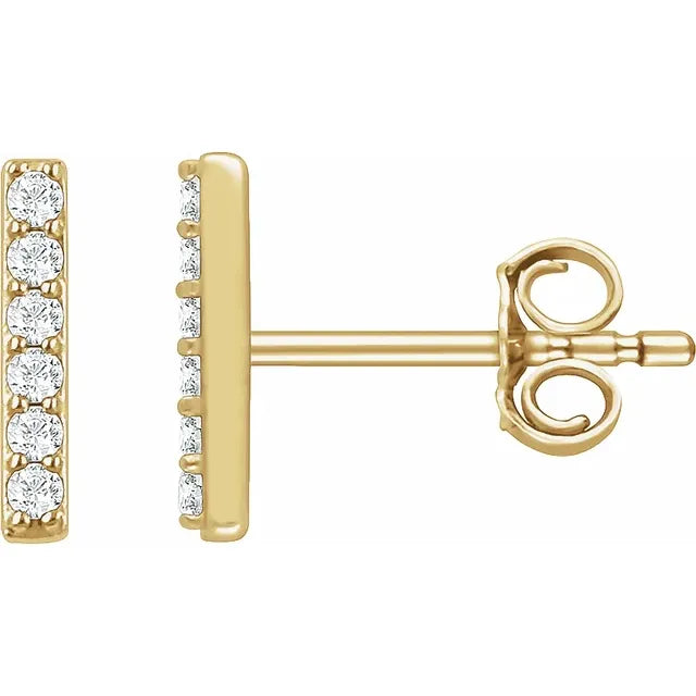 14KYG Diamond Bar Stud Earring D,12=.10ctw