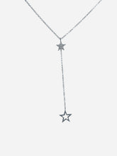 Load image into Gallery viewer, 14KWG Double Star &amp; Diamond Lariat Necklace
