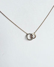 Load image into Gallery viewer, 14KRG Champagne Diamond “ Infinity” Double Circle Necklace
