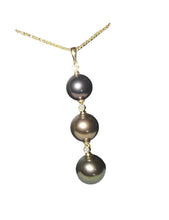 Load image into Gallery viewer, 14KYG Triple Tahitian “Past, Present, Future” Pendant with Diamonds
