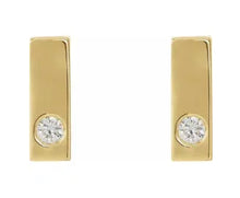 Load image into Gallery viewer, 14KYG Single Diamond Bar Stud Earring
