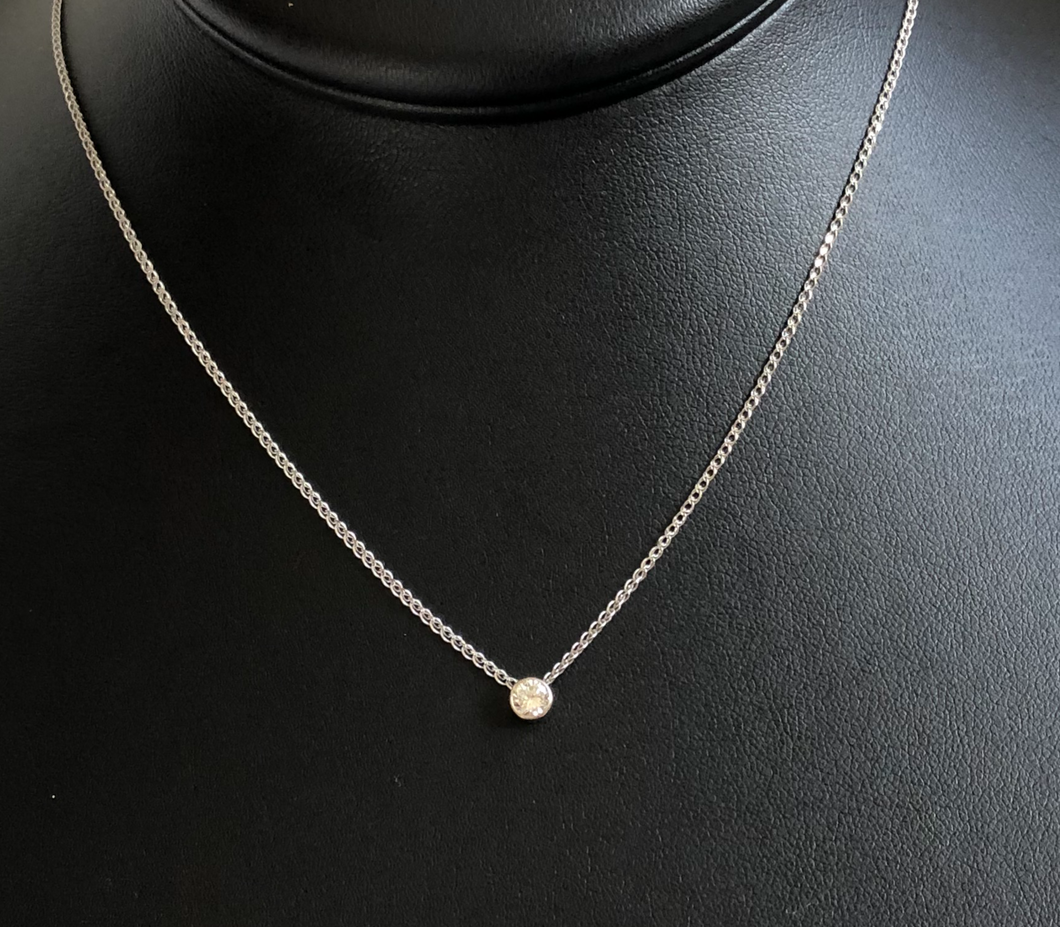 14KWG Bezel Set Diamond Slide Necklace