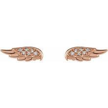 Load image into Gallery viewer, 14KRG &quot;Anela&quot; Diamond Angel Wing Stud Earrings
