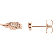 Load image into Gallery viewer, 14KYG &quot;Anela&quot; Diamond Angel Wing Stud Earrings
