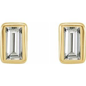 14KYG Baguette Diamond Stud Earrings