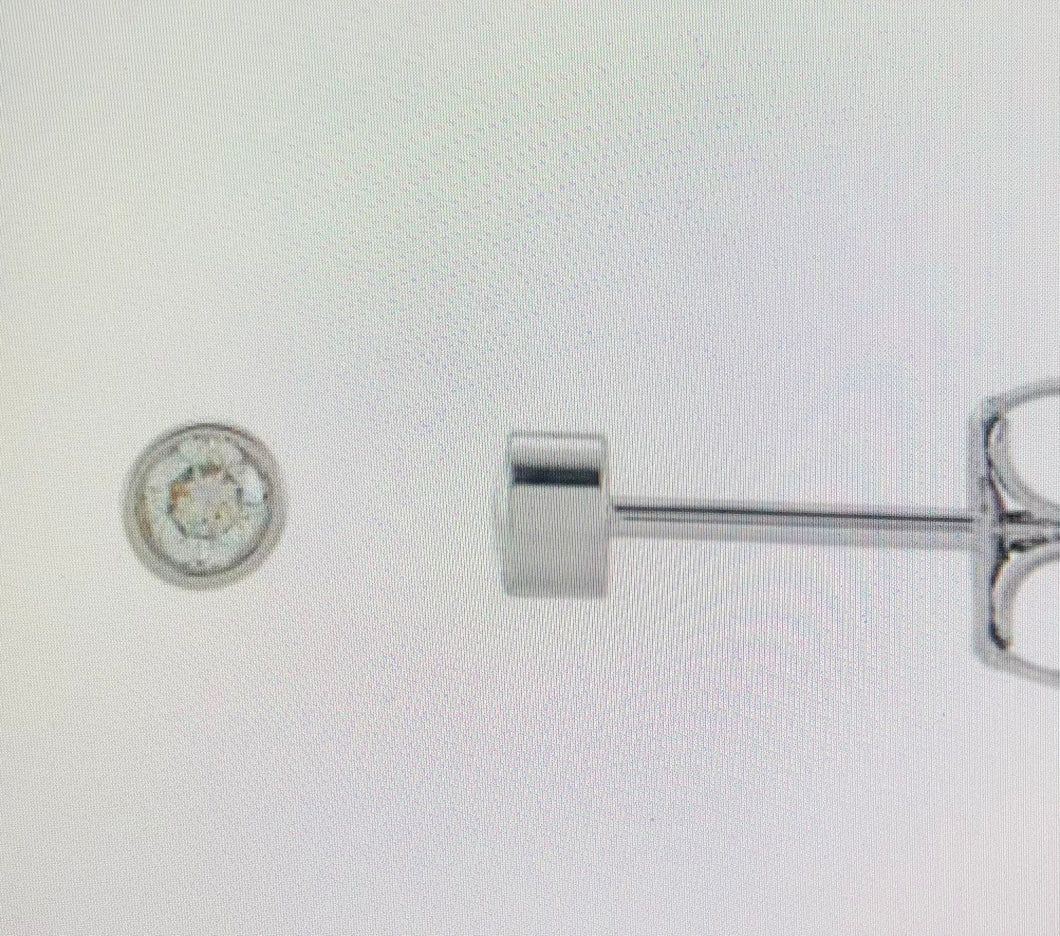 14KWG Micro Bezel Set Diamond Stud Earrings