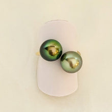 Load image into Gallery viewer, 14KYG Large Double Tahitian Pearl Bypass Ring
