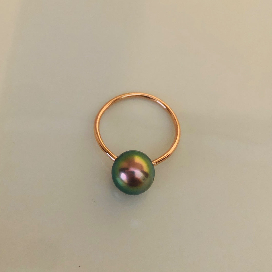 14KRG Tahitian Pearl Solitaire Ring